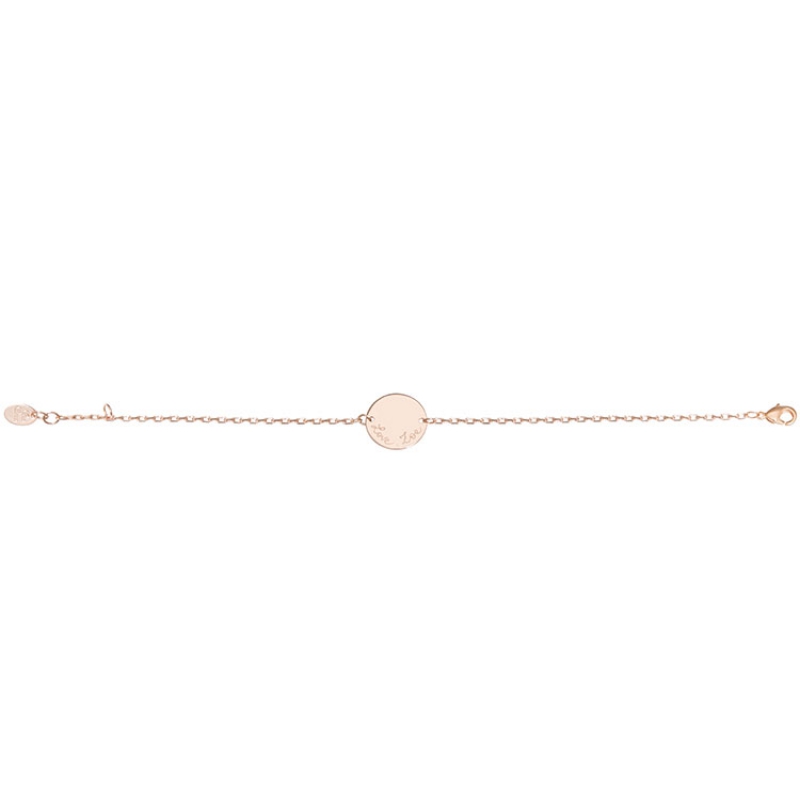 Bracelet Pastille sur chaîne personnalisable (plaqué or rose) (Merci Maman) - Image 6