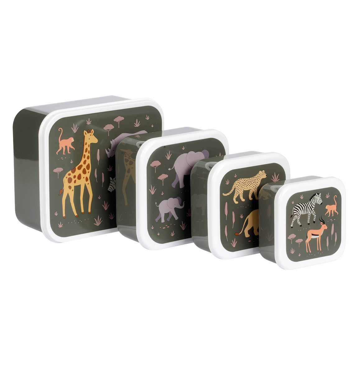 Lot de 4 boîtes à goûter Savane (A Little Lovely Company) - Image 1