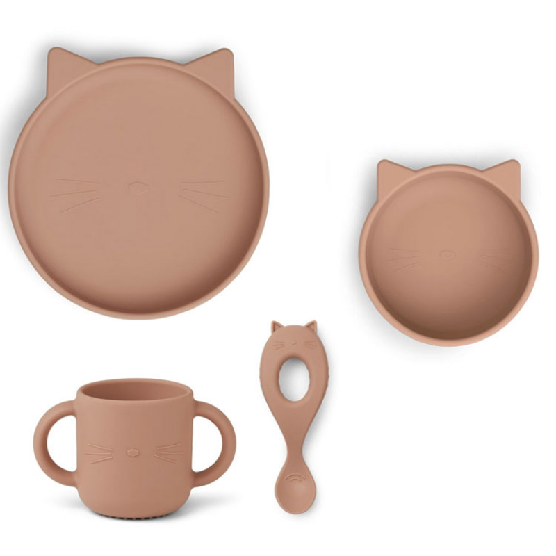 Coffret repas en silicone Vivi Chat dark rose (4 pièces) (Liewood) - Couverture
