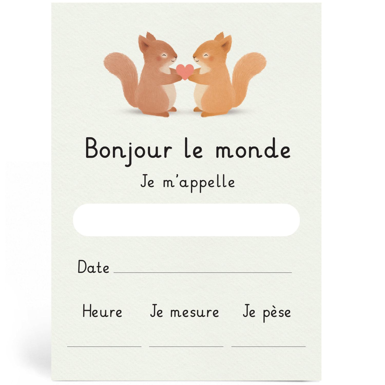 Carte naissance Écureuils