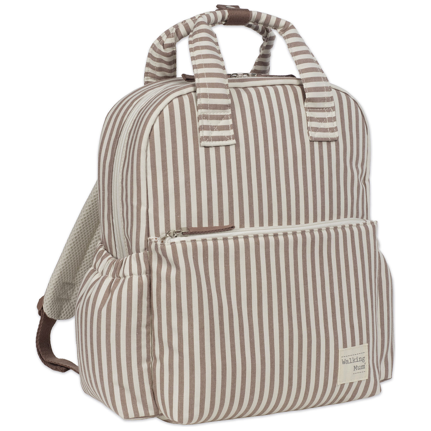 Sac à dos à langer Praliné Rayures Moka (Walking Mum) - Image 3