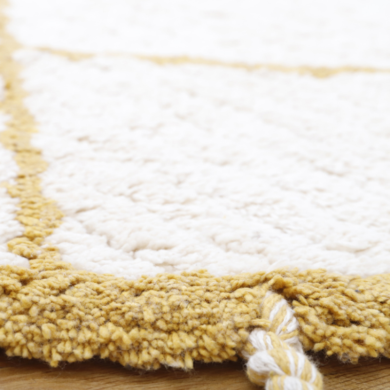 Tapis lavable rond Côme écru et mangue (120 cm) (Nattiot) - Image 3