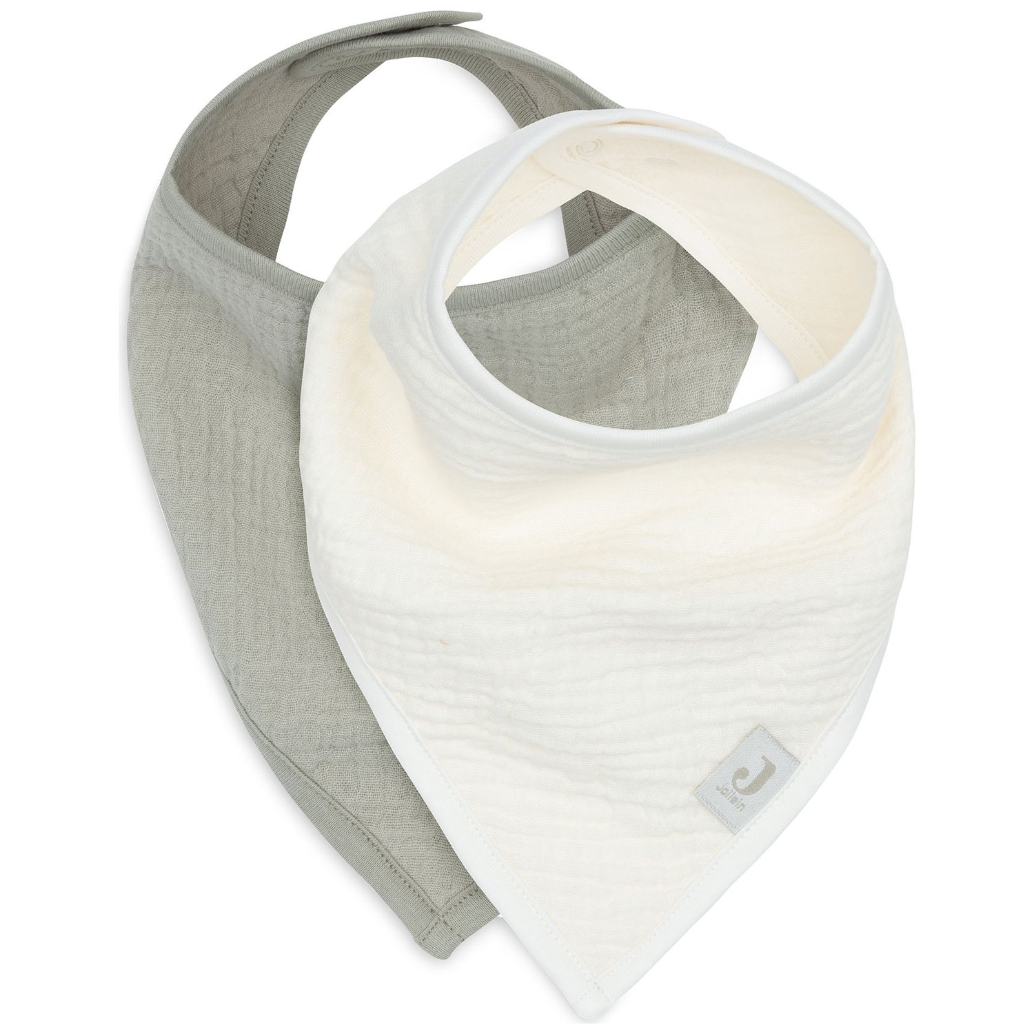 Jollein - Lot de 2 bavoirs bandana gaze de coton Olive Green-Oatmeal