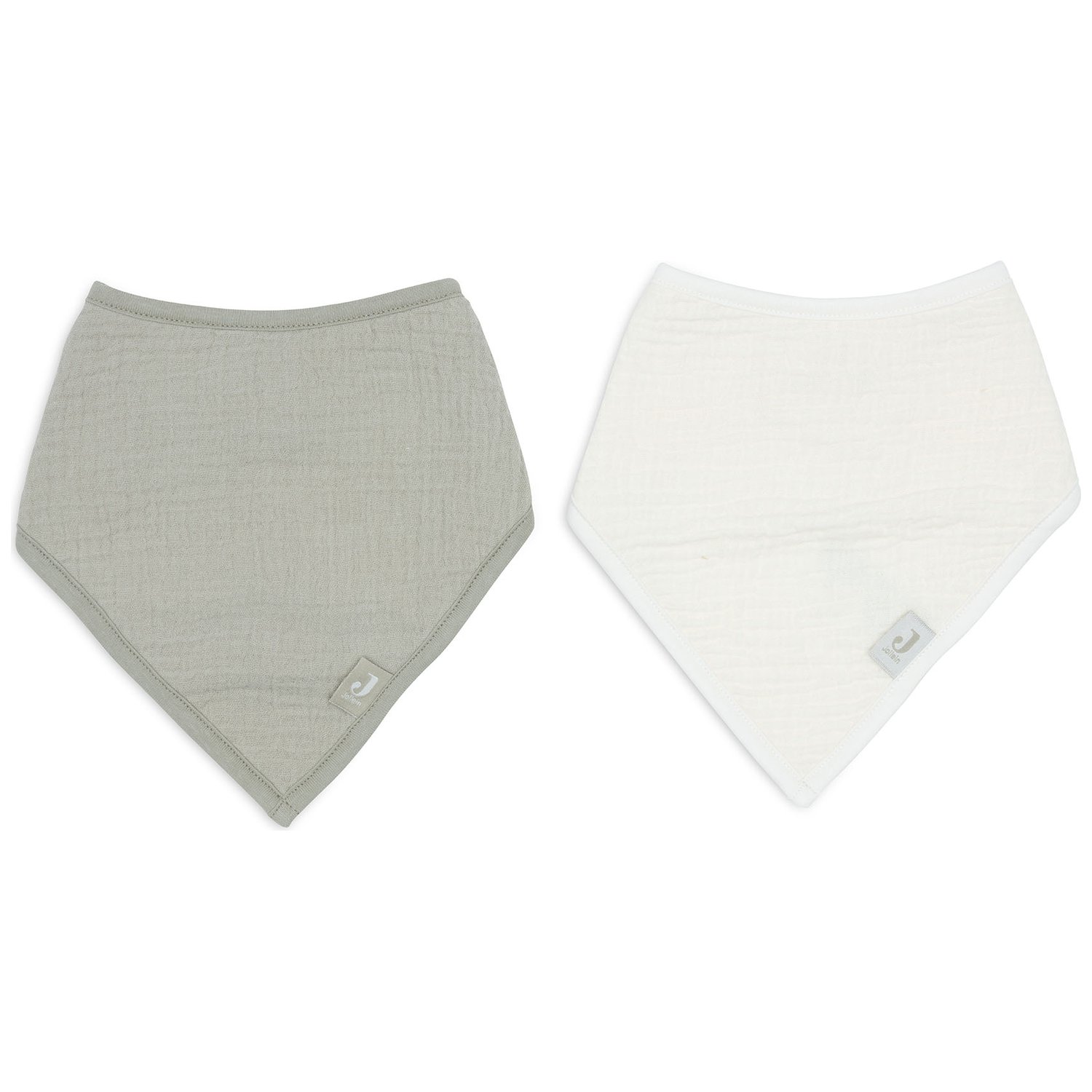 Lot de 2 bavoirs bandana gaze de coton Olive Green-Oatmeal (Jollein) - Image 3