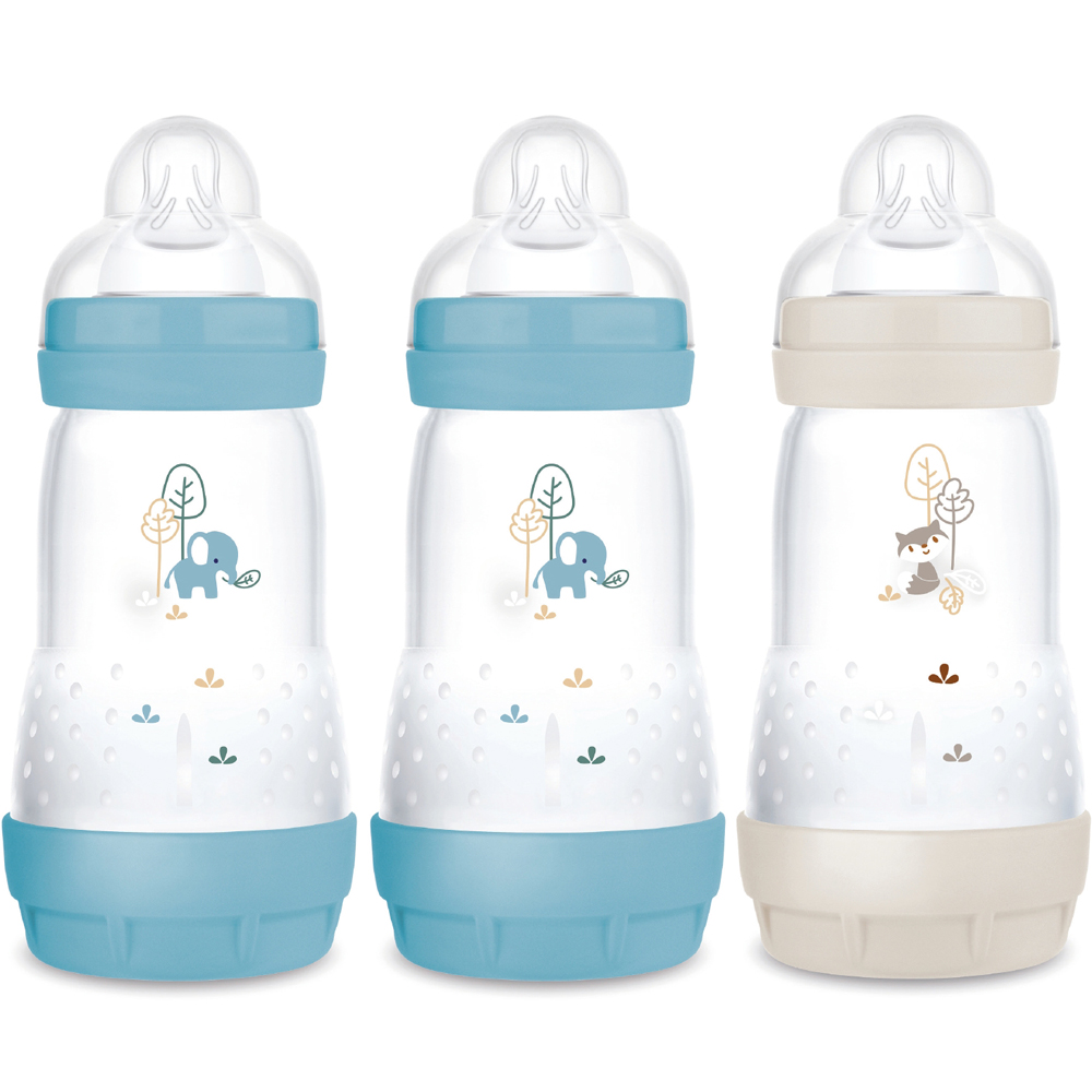 3 biberons Easy Start 260ml Océan+Océan+Sable Tétine débit 2 (Mam) - Image 1