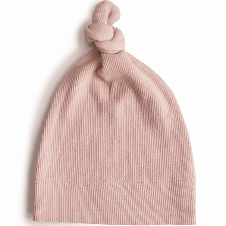 Mushie - Bonnet de naissance côtelé Blush