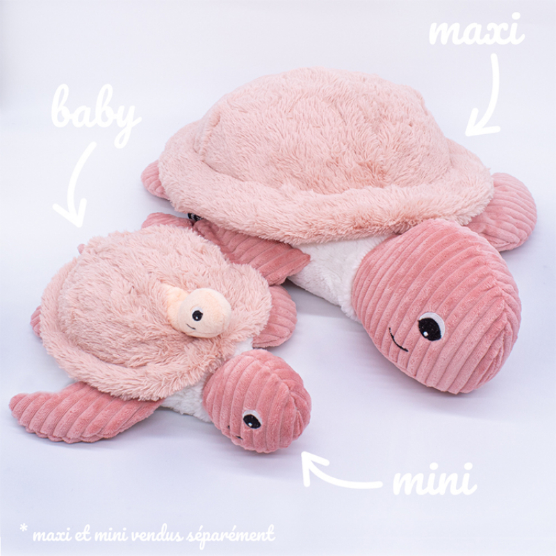 Peluche Les Ptipotos Sauvenou maman et bébé tortue rose (29 cm) (Les Déglingos) - Image 1