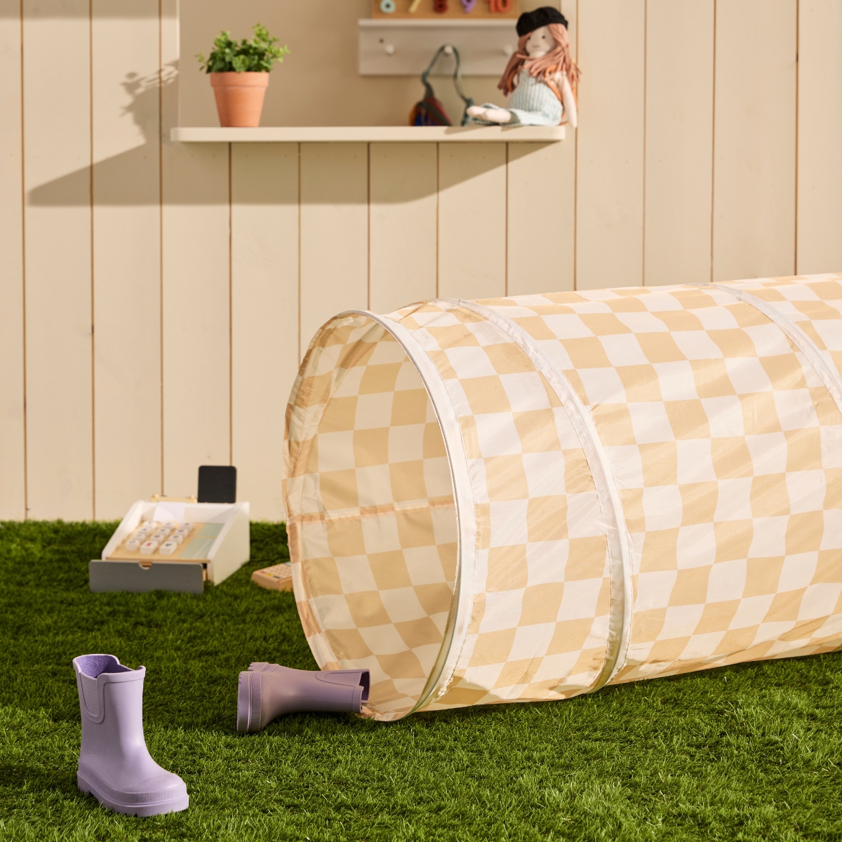 Tunnel de jeu à carreaux beige (Kid's Concept) - Image 2