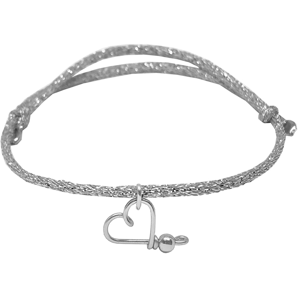 Padam Padam - Bracelet cordon paillette Mon petit cœur argent (personnalisable)