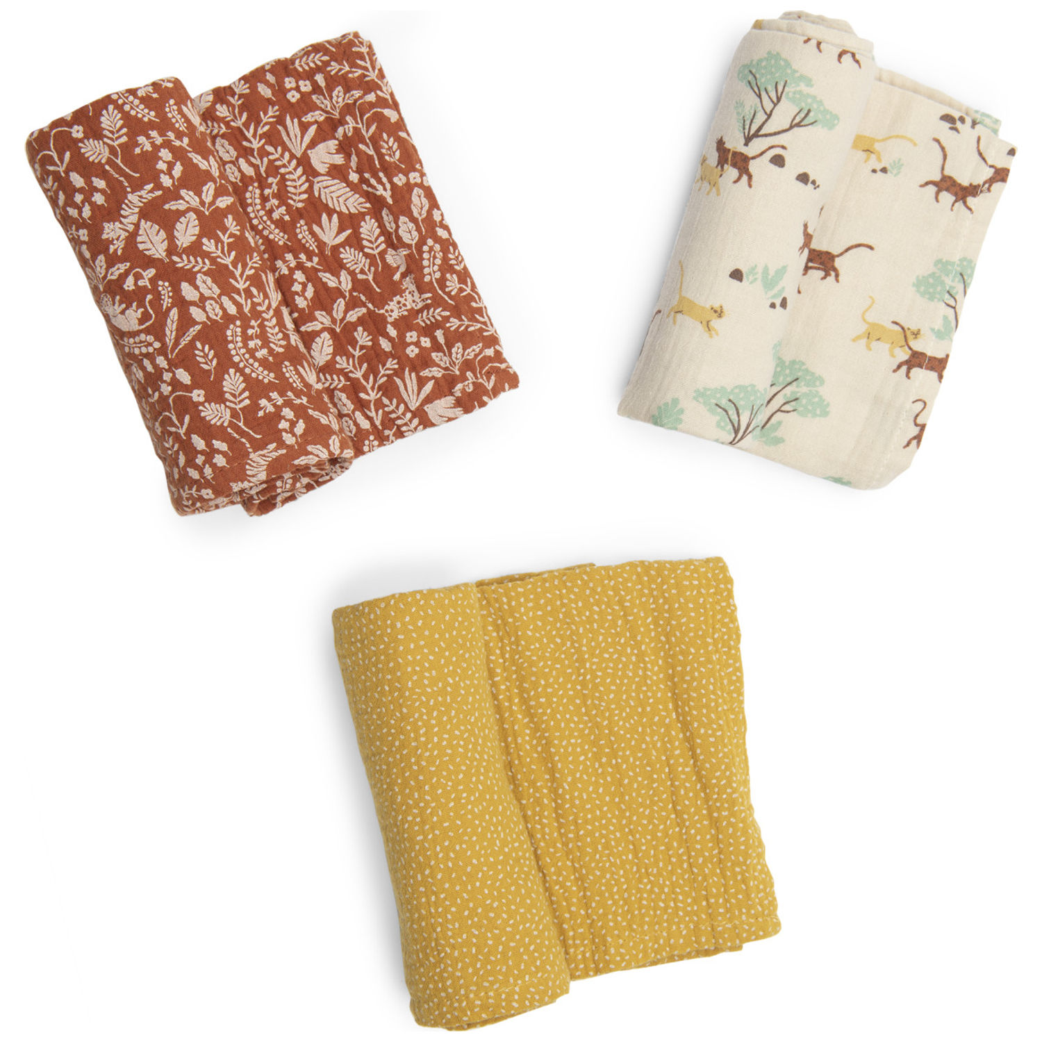 Moulin Roty - Set de 3 langes imprimés La forêt Mawa