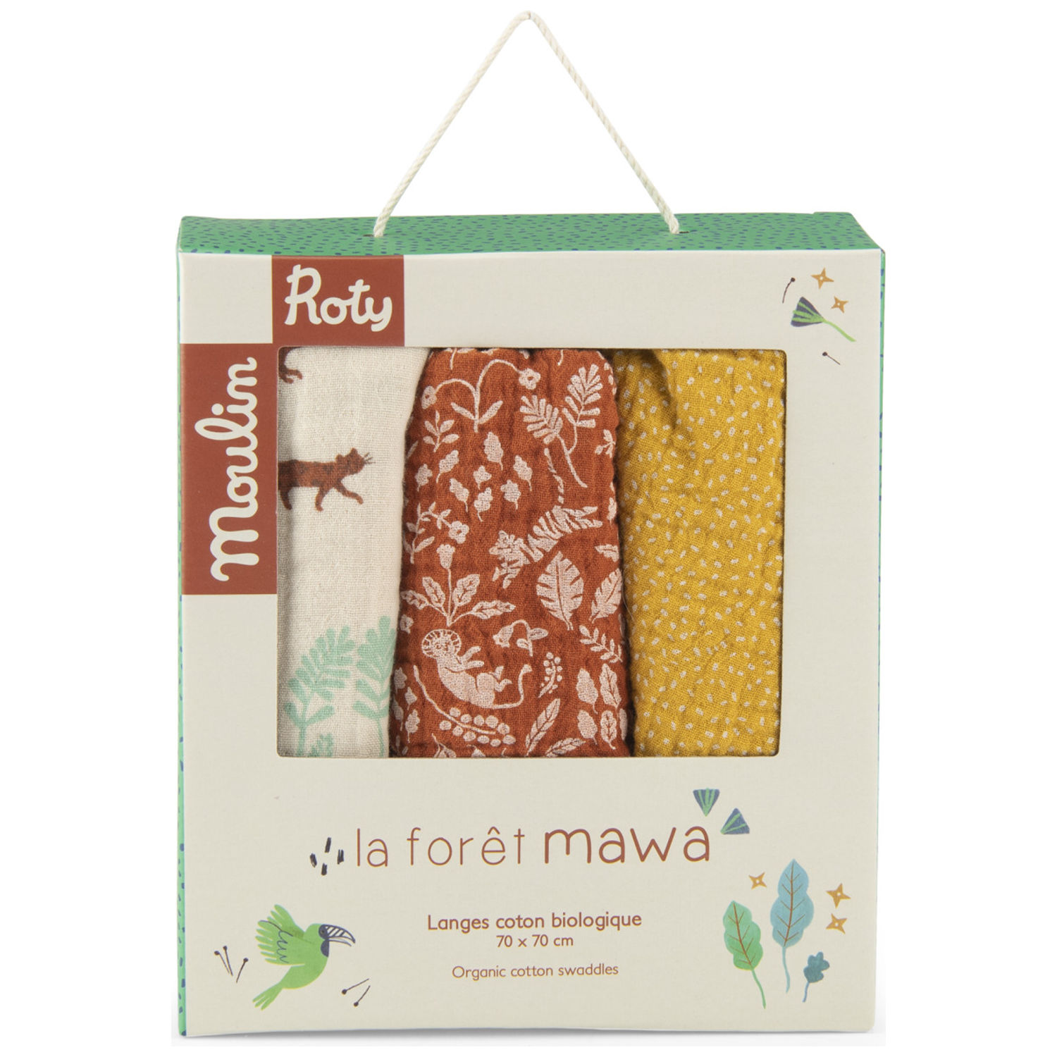 Set de 3 langes imprimés La forêt Mawa (Moulin Roty) - Image 5