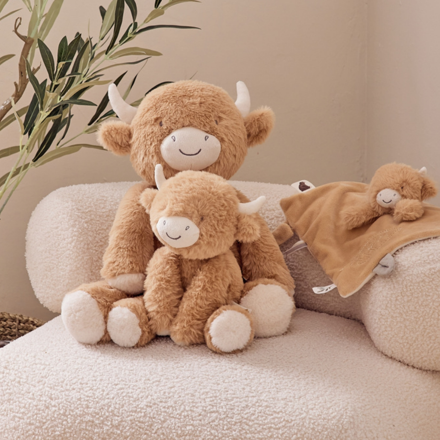 Doudou plat attache sucette Fluffy Cow (Noukie's) - Image 1