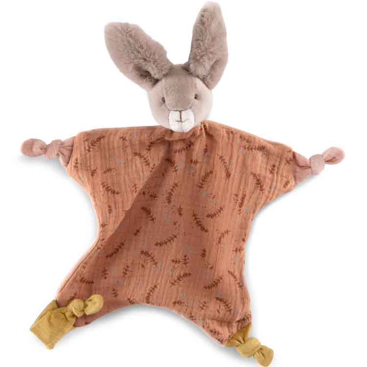 Moulin Roty - Doudou plat lapin argile Trois petits lapins (personnalisable)