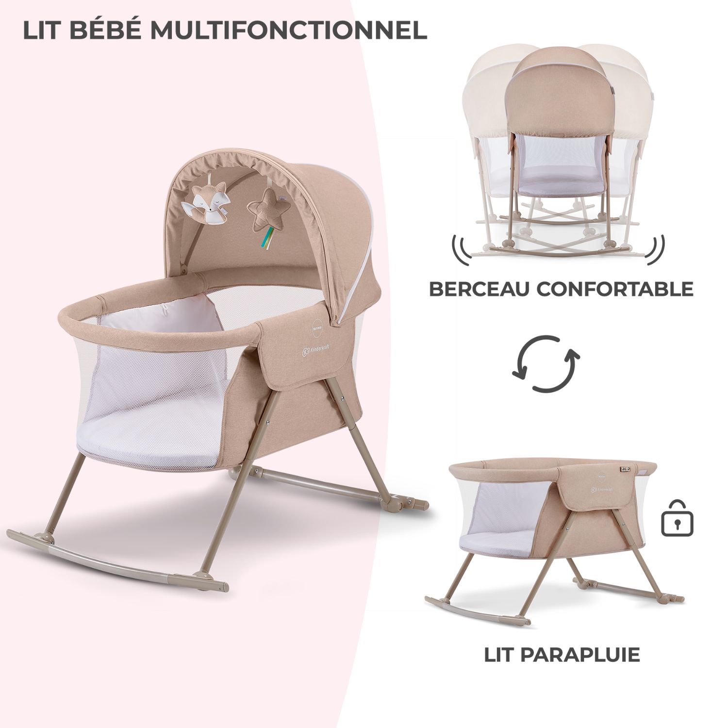 Kinderkraft - Berceau bébé Lovi Beige