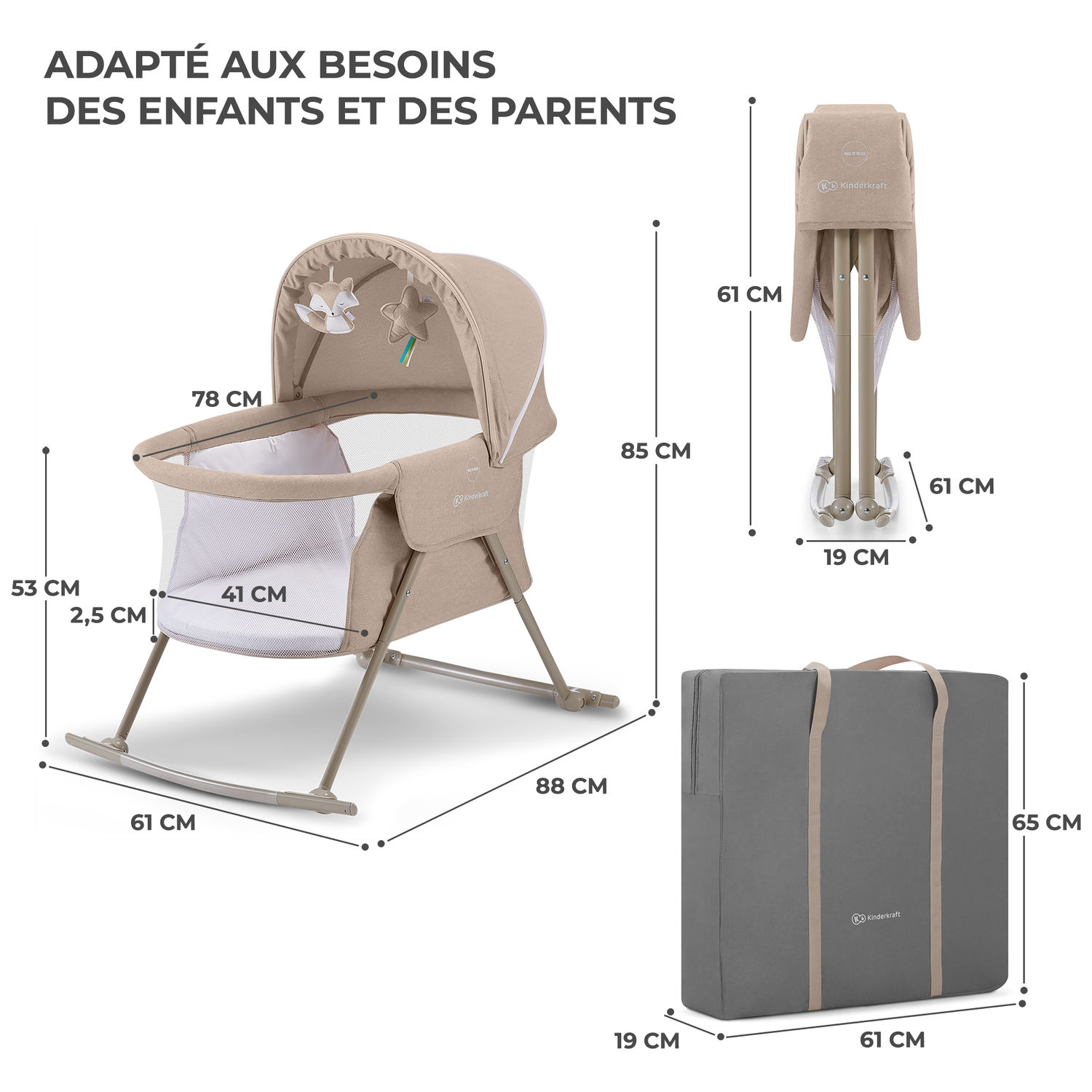 Berceau bébé Lovi Beige (Kinderkraft) - Image 5
