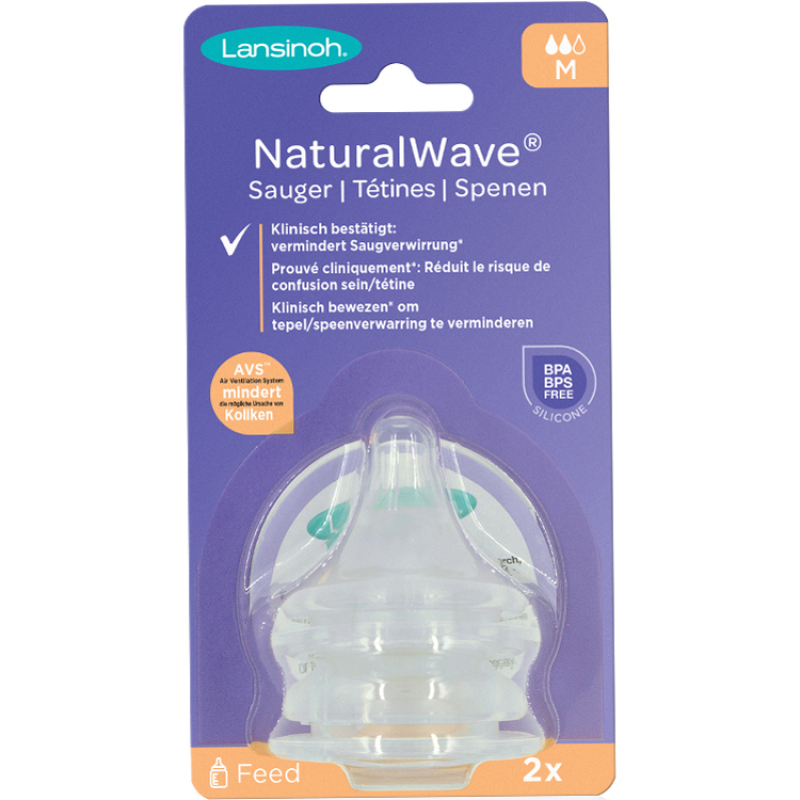 Lot de 2 tétines Natural Wave® spécial allaitement débit moyen (Lansinoh) - Image 2