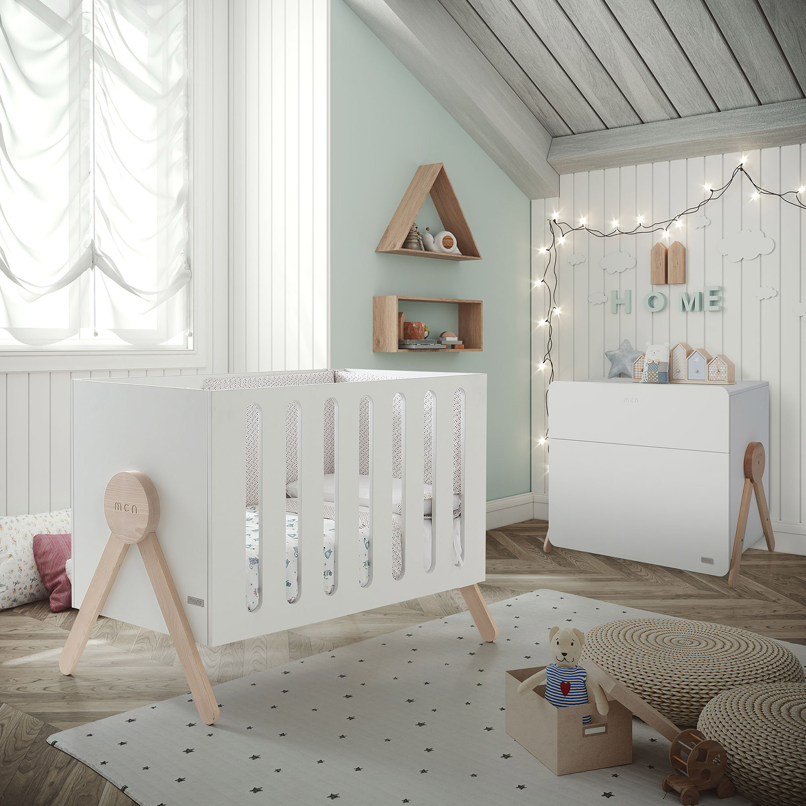 Lit bébé Swing blanc (60 x 120 cm) (Micuna) - Image 2
