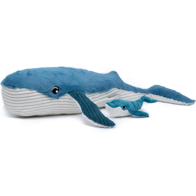 Les Déglingos - Peluche Gravillou baleine maman et bébé Les Ptipotos bleu