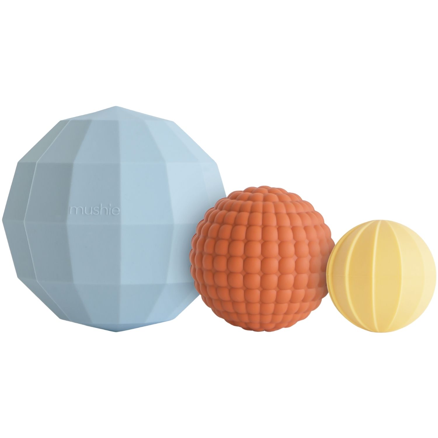 Mushie - Lot de 3 jouets sensoriels Nesting Spheres Powder Blue