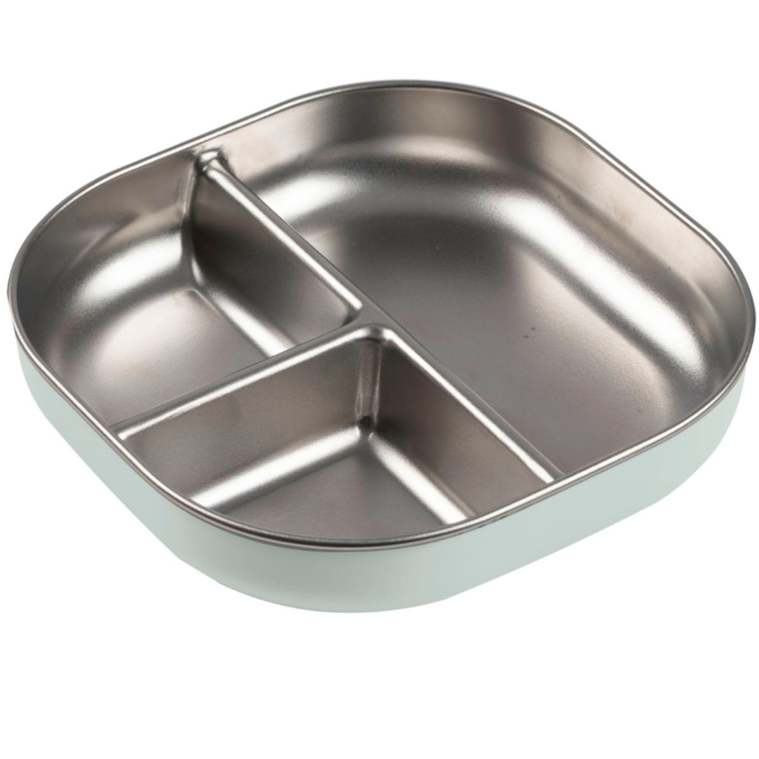 Béaba - Assiette compartimentée inox Vert de gris