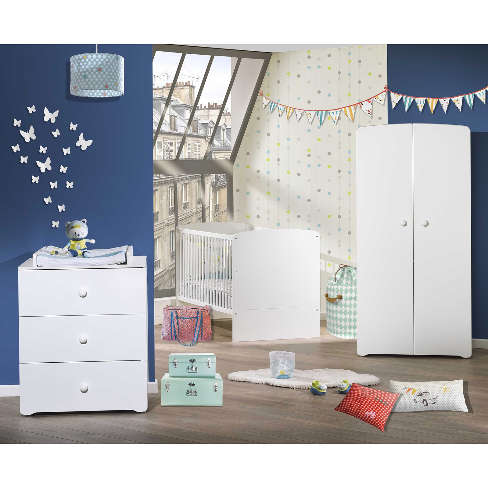 Armoire 2 portes New Basic Boutons boule blanc (Baby Price) - Image 2