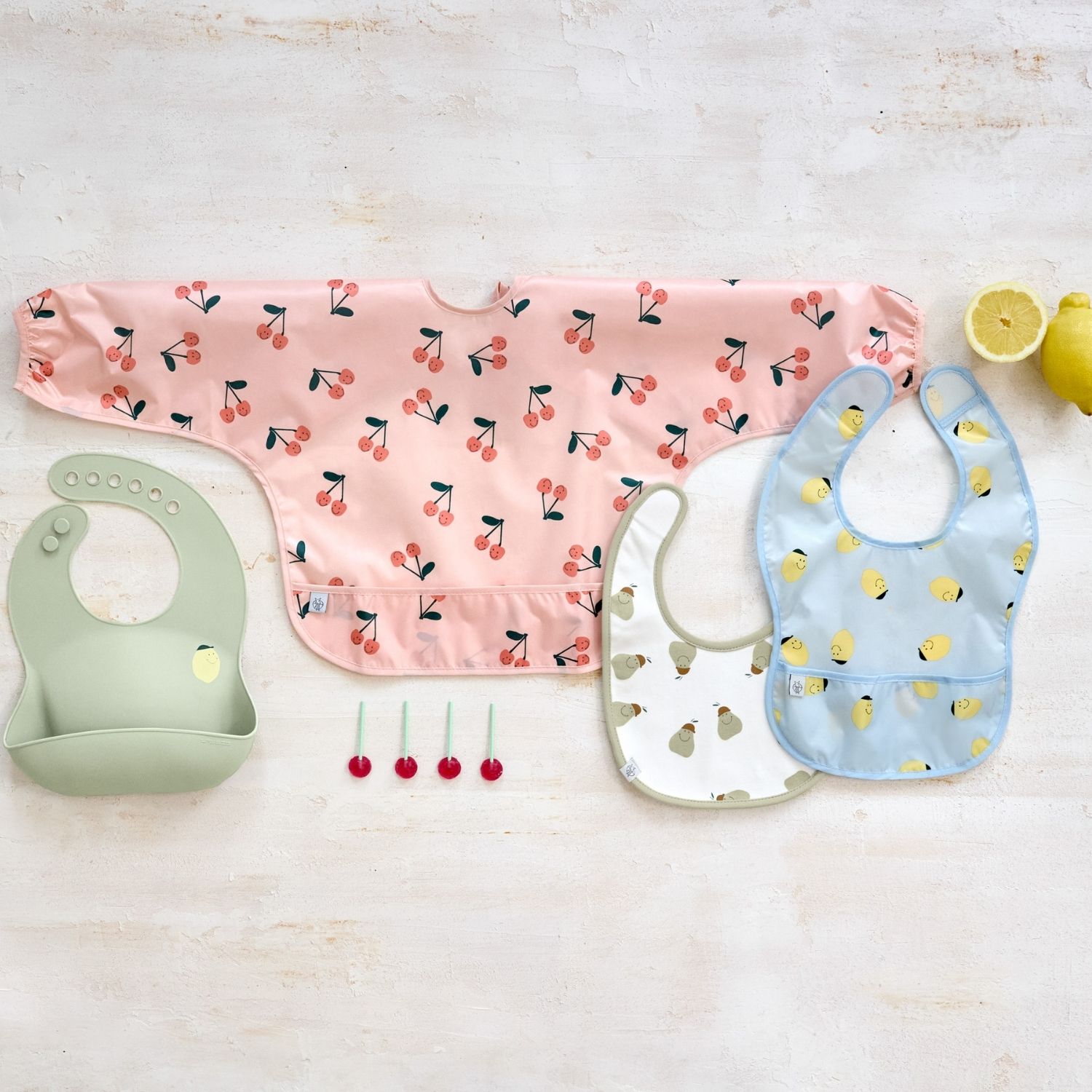 Bavoir en silicone avec poche Happy Fruits Citron (Lassig) - Image 2