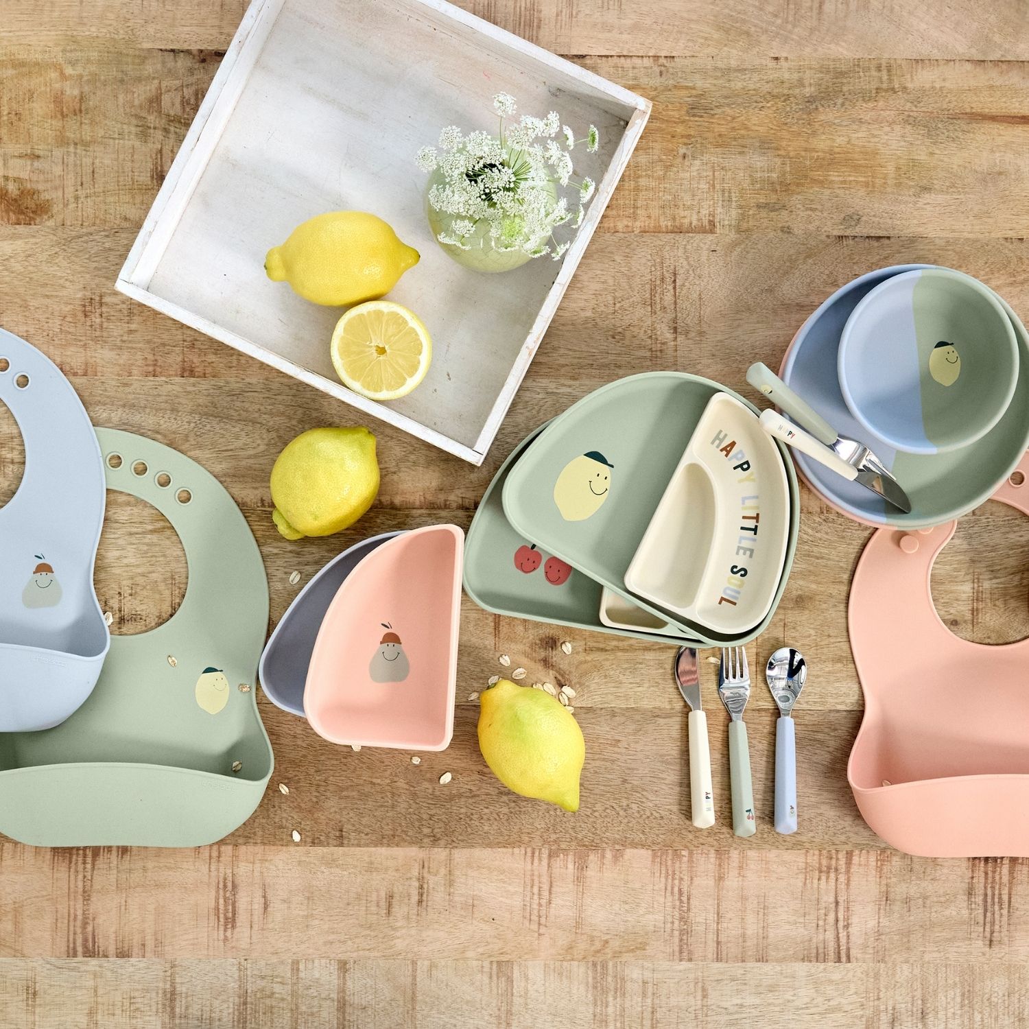 Bavoir en silicone avec poche Happy Fruits Citron (Lassig) - Image 3