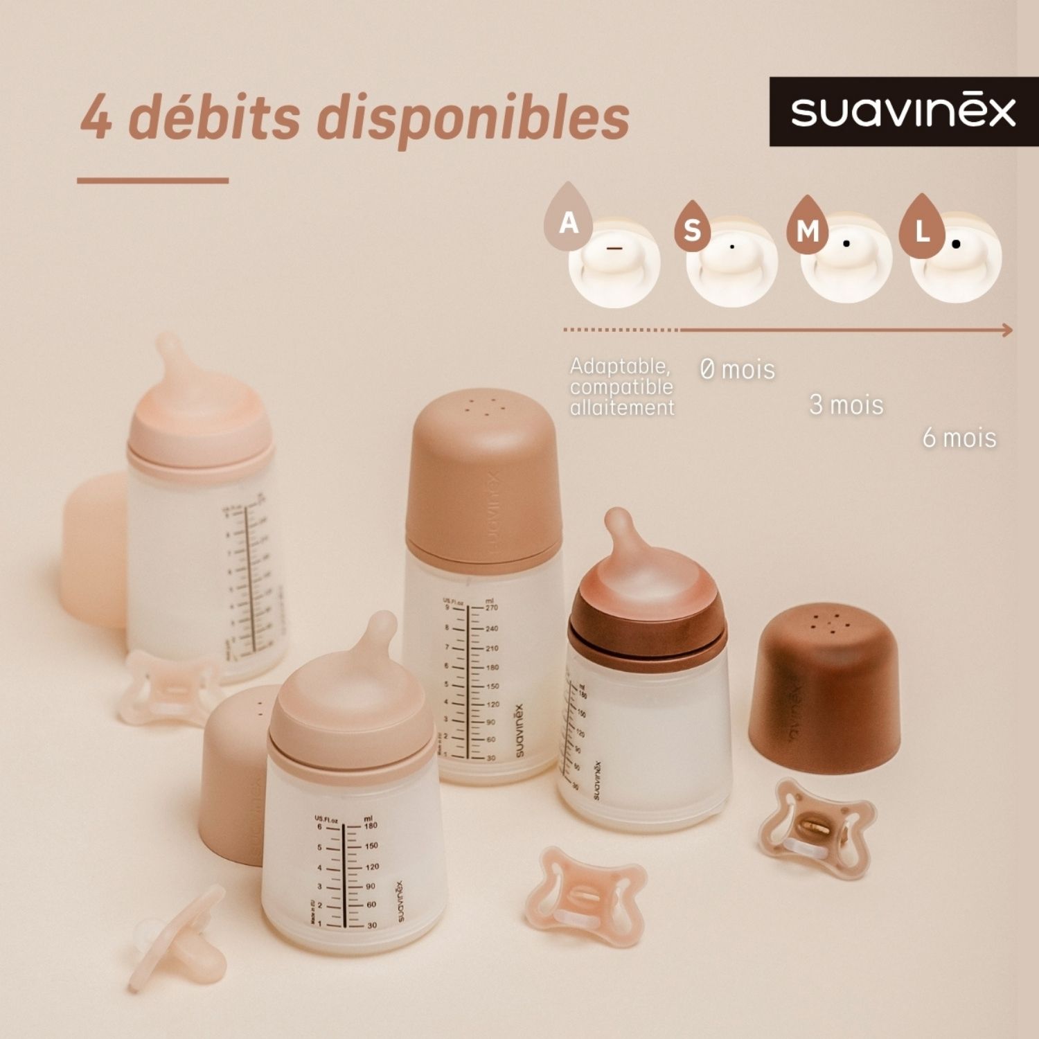 Biberon anti-colique Zerø.Zerø - Débit Lent - S Light (180 ml) (Suavinex) - Image 1