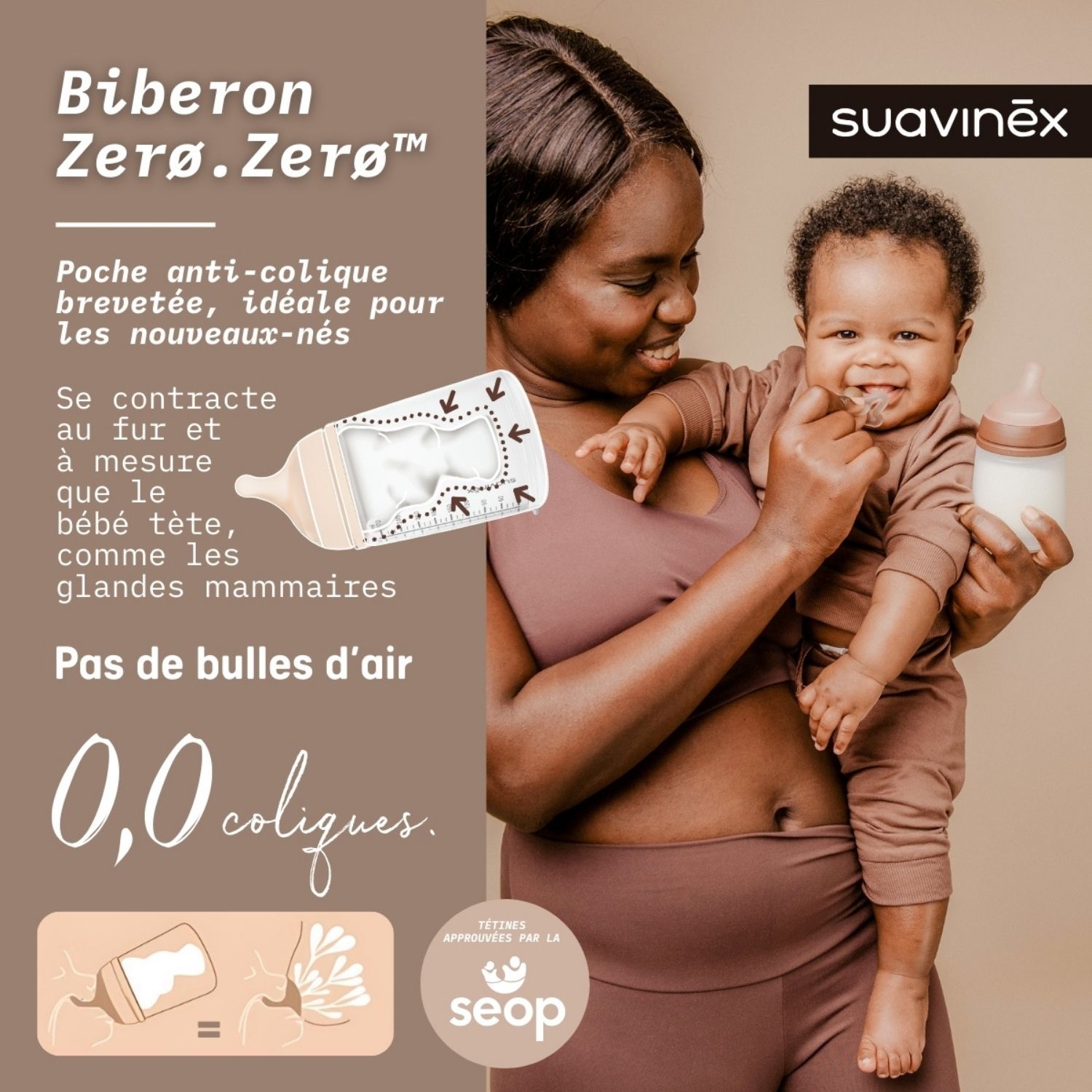 Biberon anti-colique Zerø.Zerø - Débit Lent - S Light (180 ml) (Suavinex) - Image 2