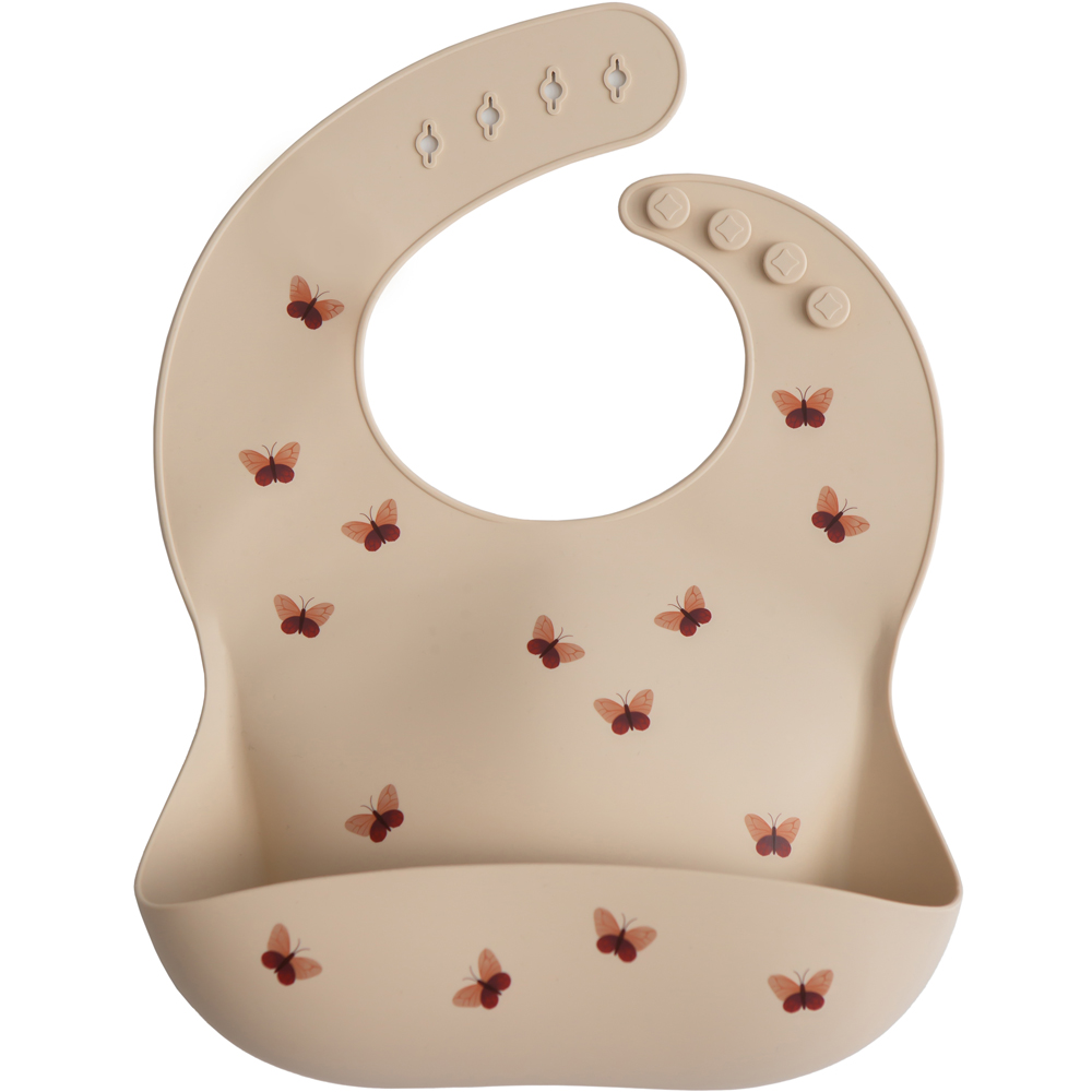 Mushie - Bavoir à poche en silicone Butterflies