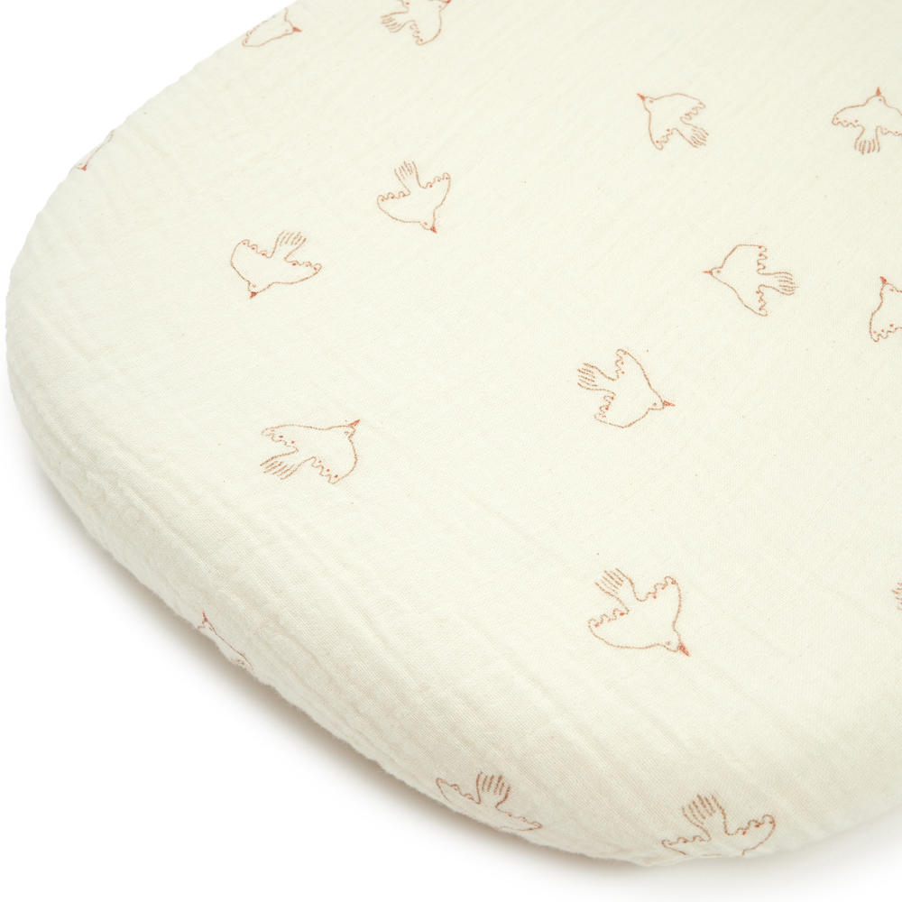 Drap housse pour couffin Brown Hoshi Birds Wabi-sabi (40x80 cm) (Nobodinoz) - Image 1