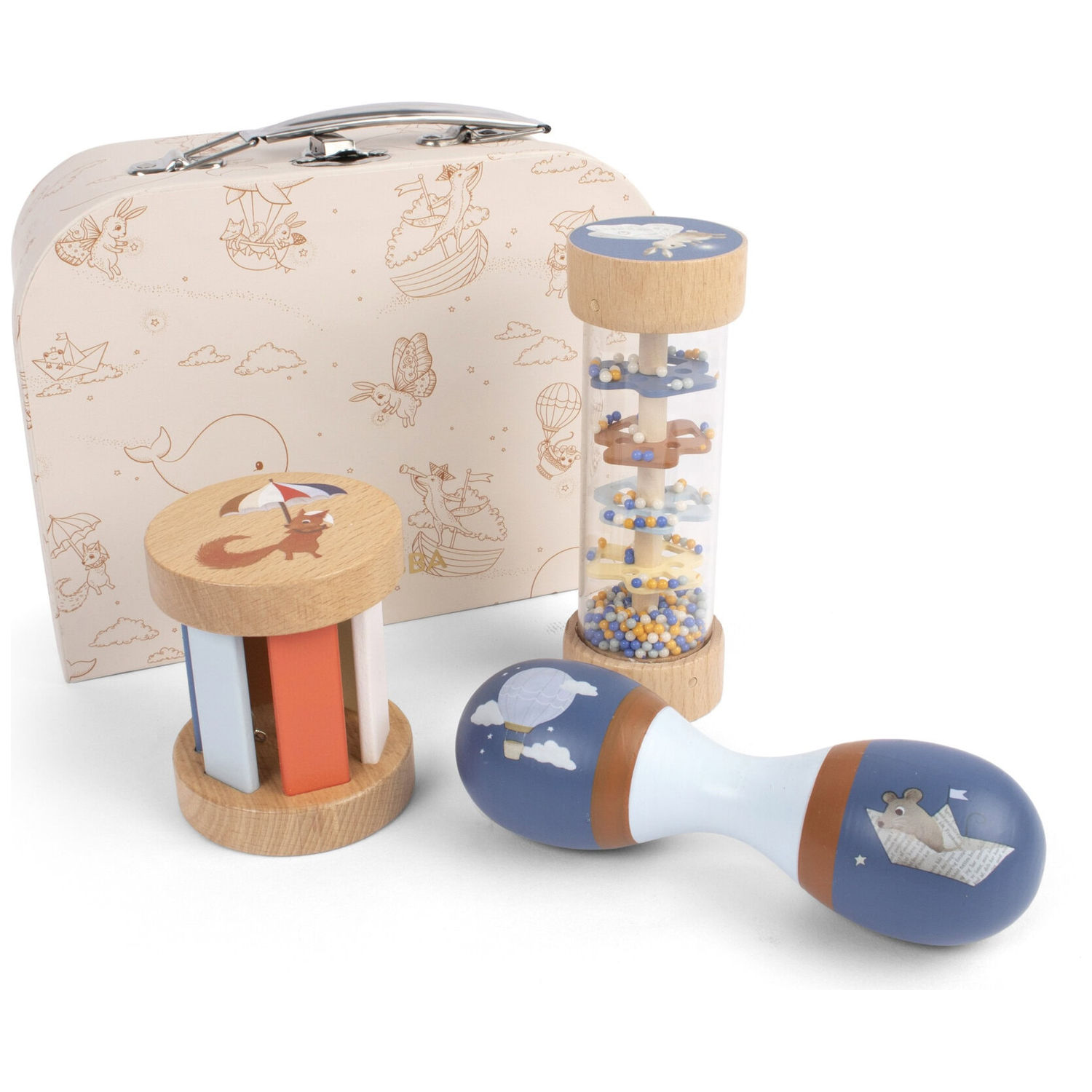 Filibabba - Valisette de jeu Mes premiers jouets sensoriels en bois