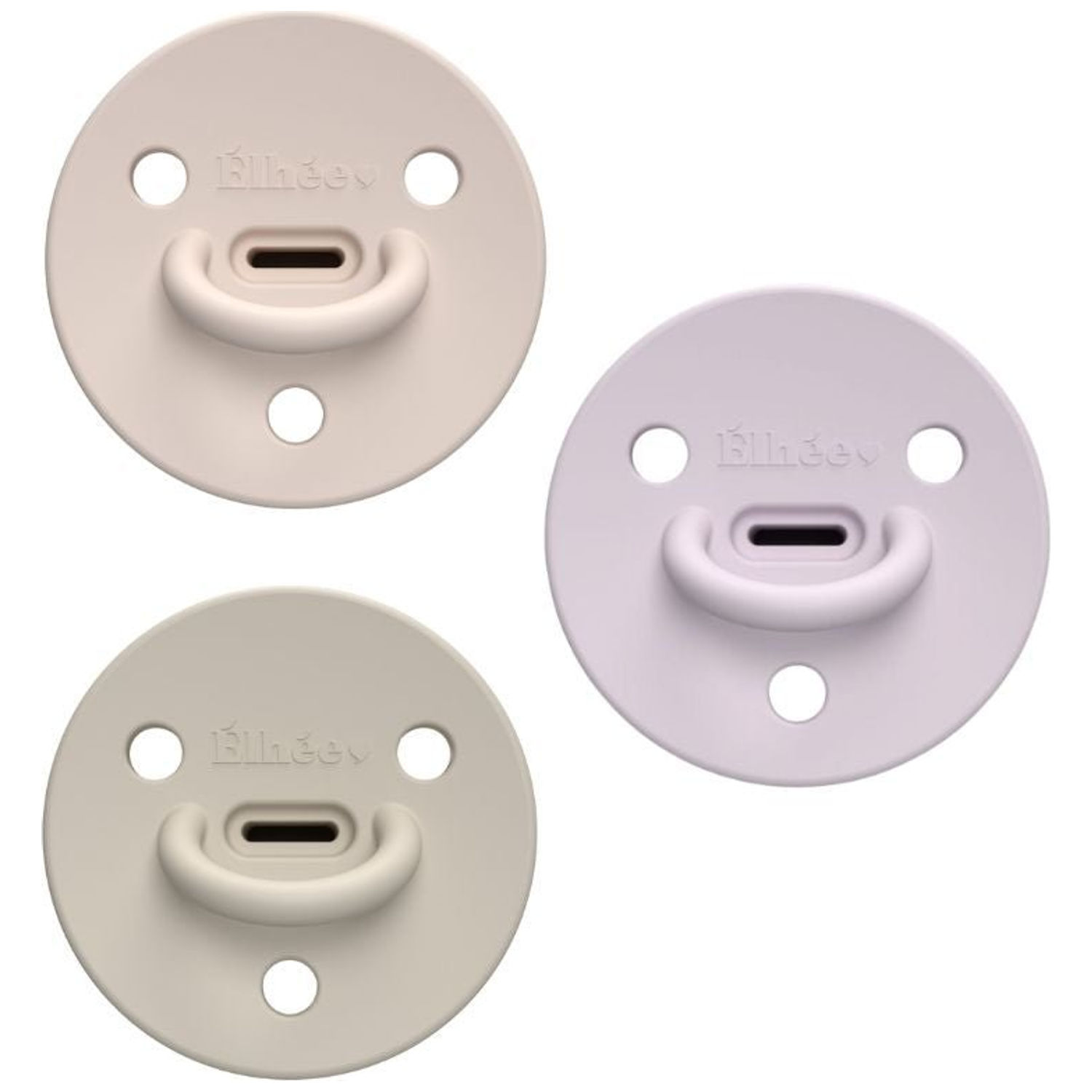 Elhée - Pack 3 sucettes Choochoo Pinky Nude Sand Lilac (0-6 mois)