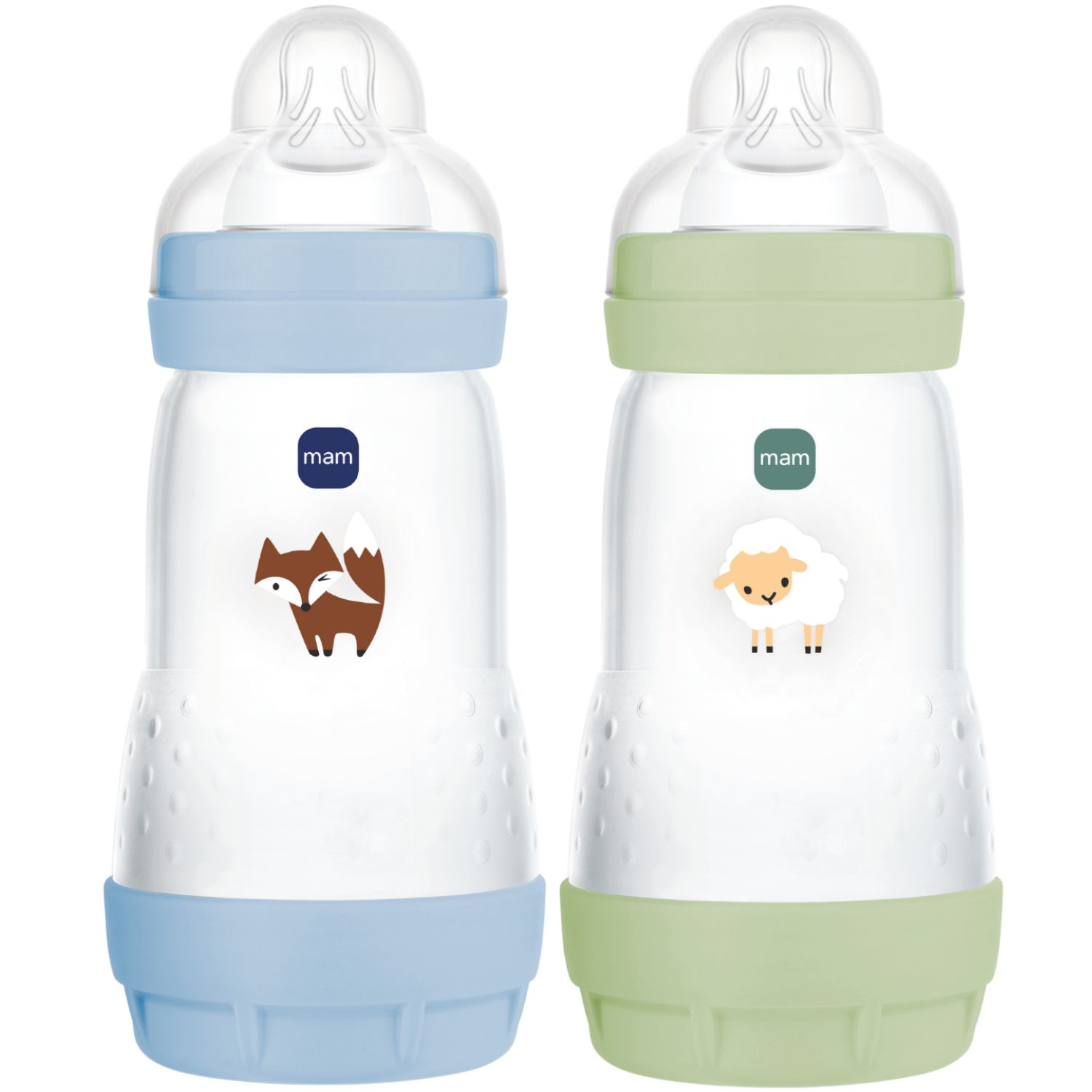 Mam - Lot de 2 biberon Easy Start anti-colique 260 ml océan/sable - Bleu