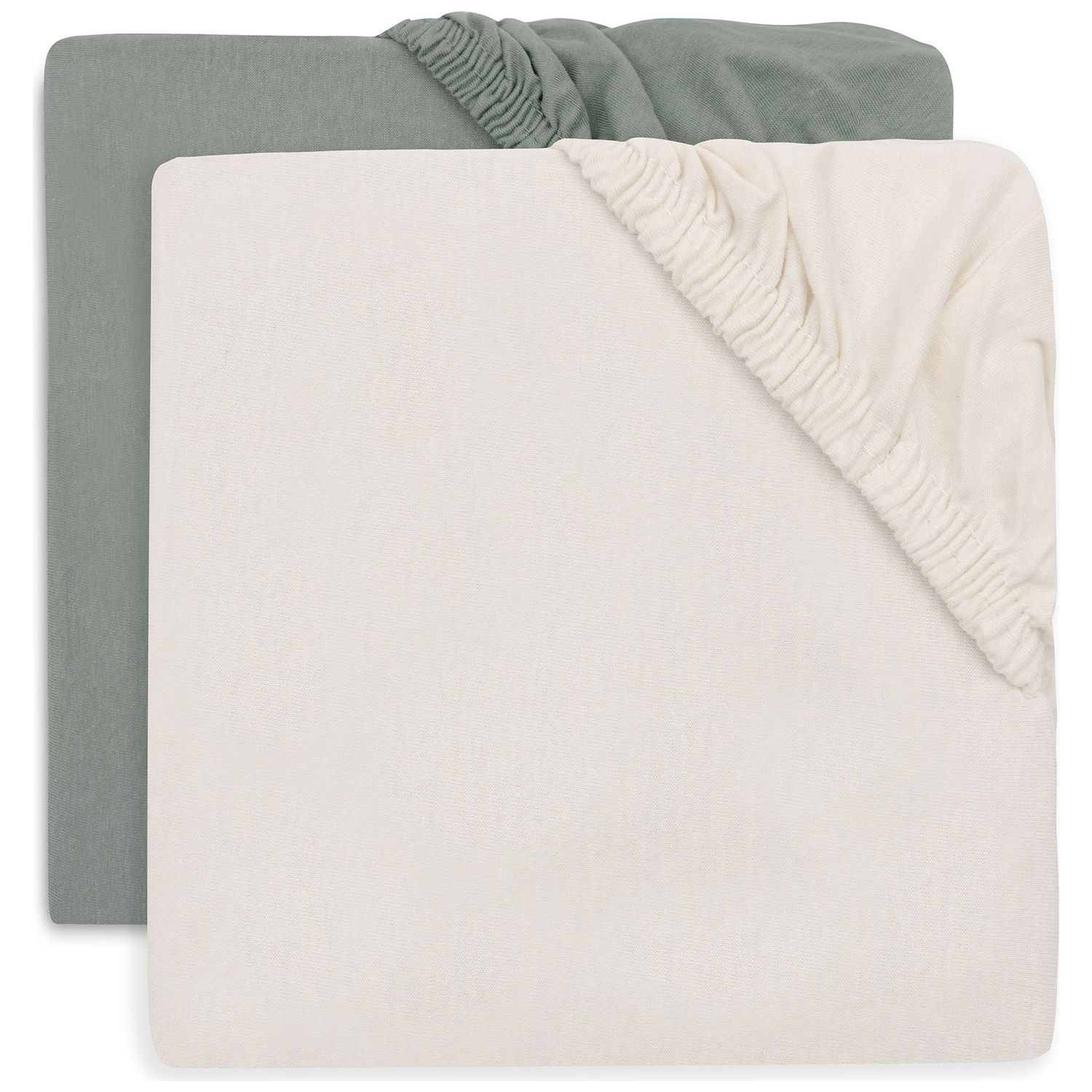Jollein - Lot de 2 draps housses en jersey Sea Green-Ivory (40 x 80 cm)