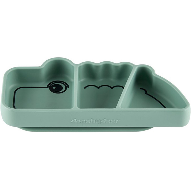 Assiette à compartiments antidérapante silicone Croco vert (Done by deer) - Image 4