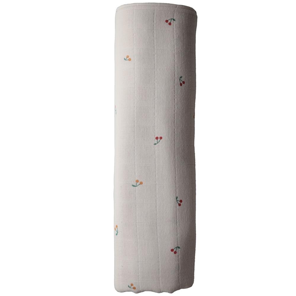 Maxi lange en coton bio Cherries (120 x 120 cm) (Mushie) - Image 2