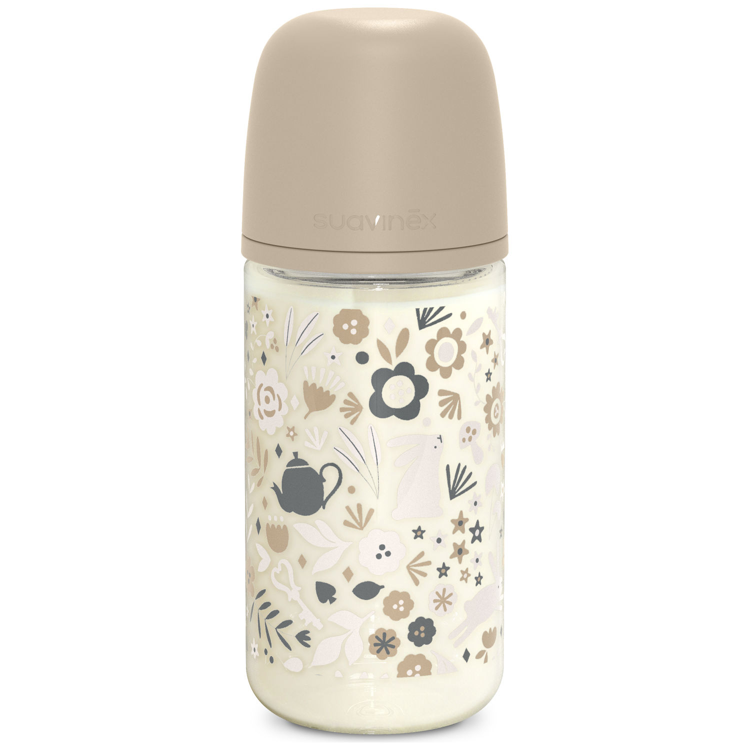 Suavinex - Biberon en verre tétine SXPro M Wonderland Beige (240Ml)