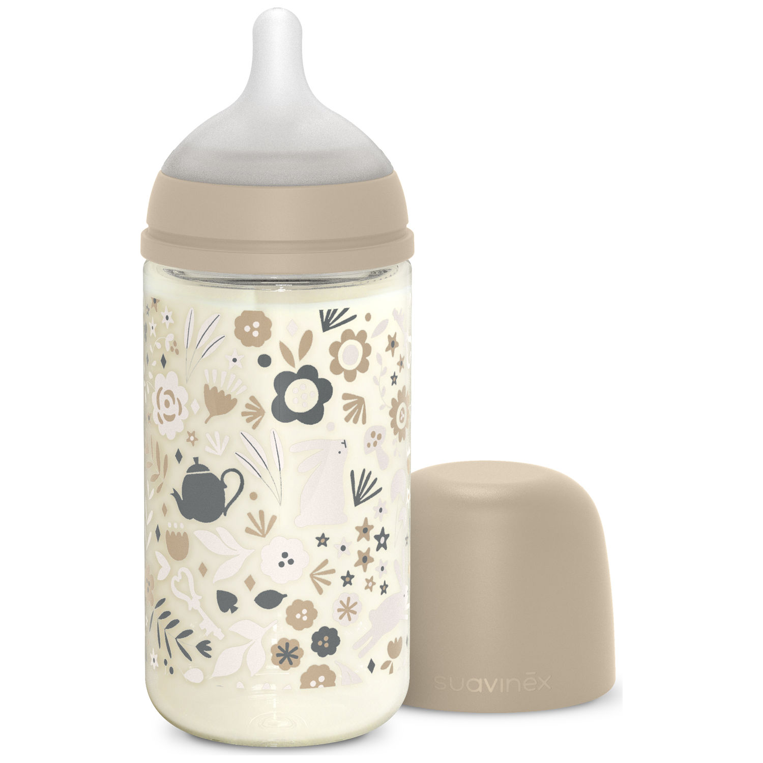 Biberon en verre tétine SXPro M Wonderland Beige (240Ml) (Suavinex) - Image 1