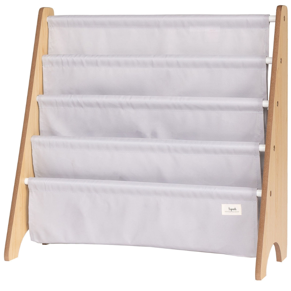 3 sprouts - Bibliothèque en tissu recyclé Uni gris clair