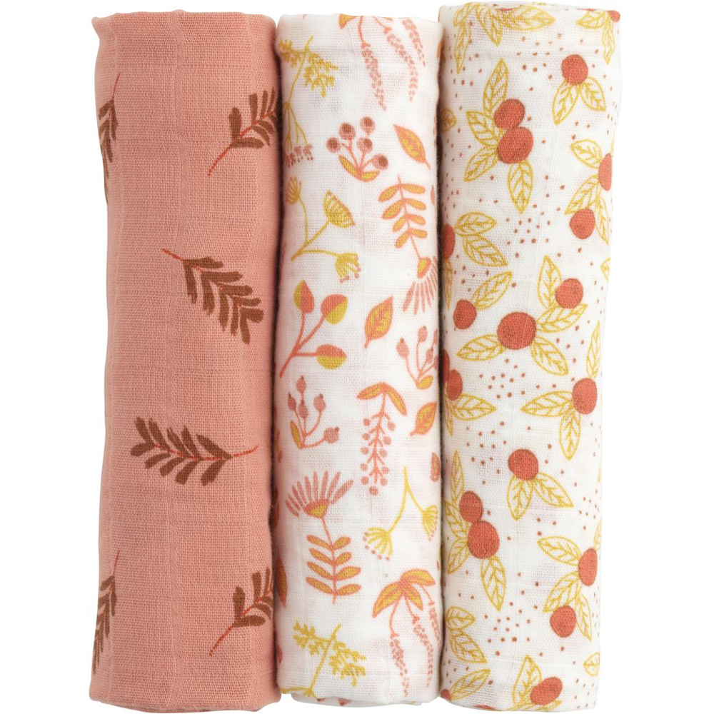 Lot de 3 langes en coton bio Esmée (70 x 70 cm) (Sauthon) - Image 1
