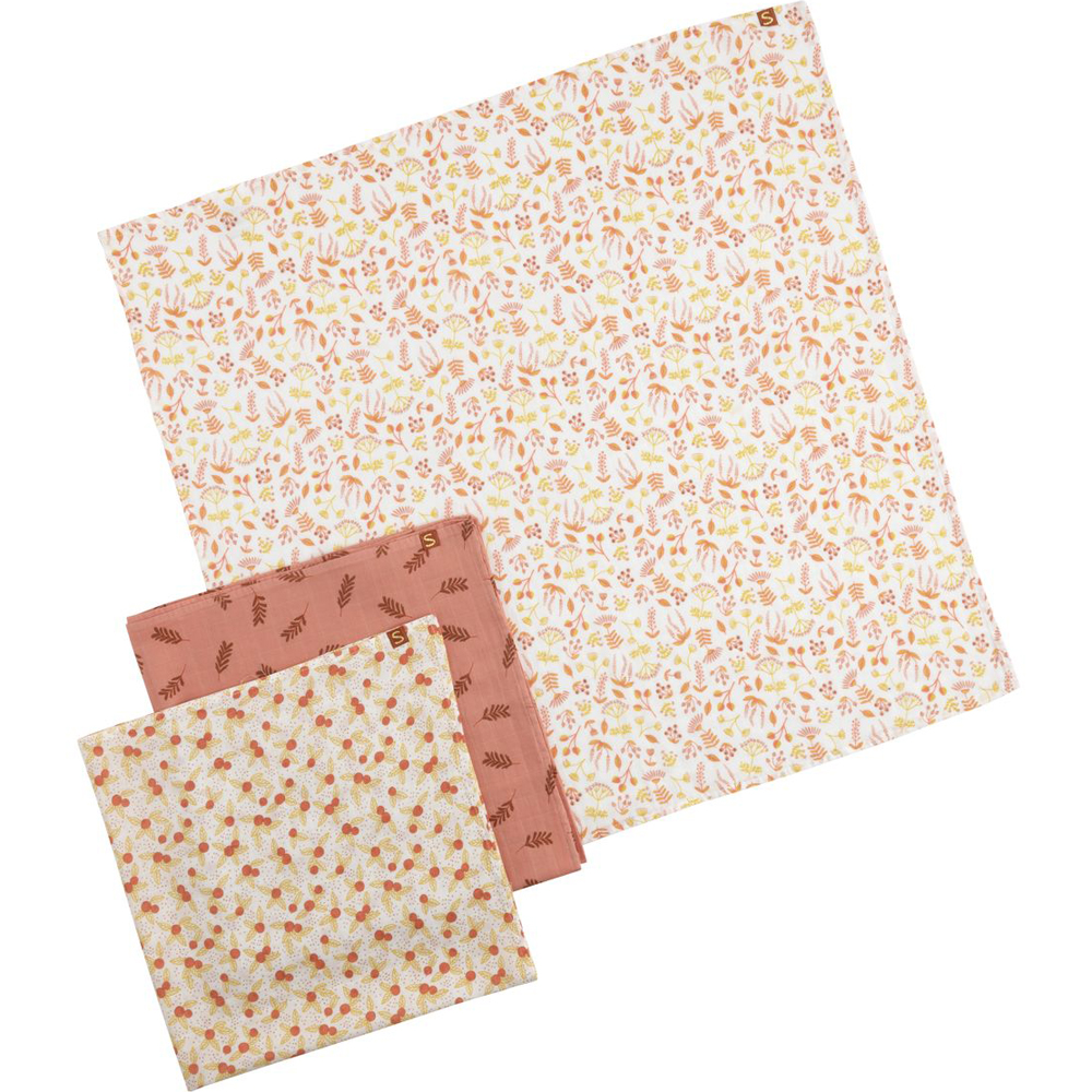 Lot de 3 langes en coton bio Esmée (70 x 70 cm) (Sauthon) - Image 4
