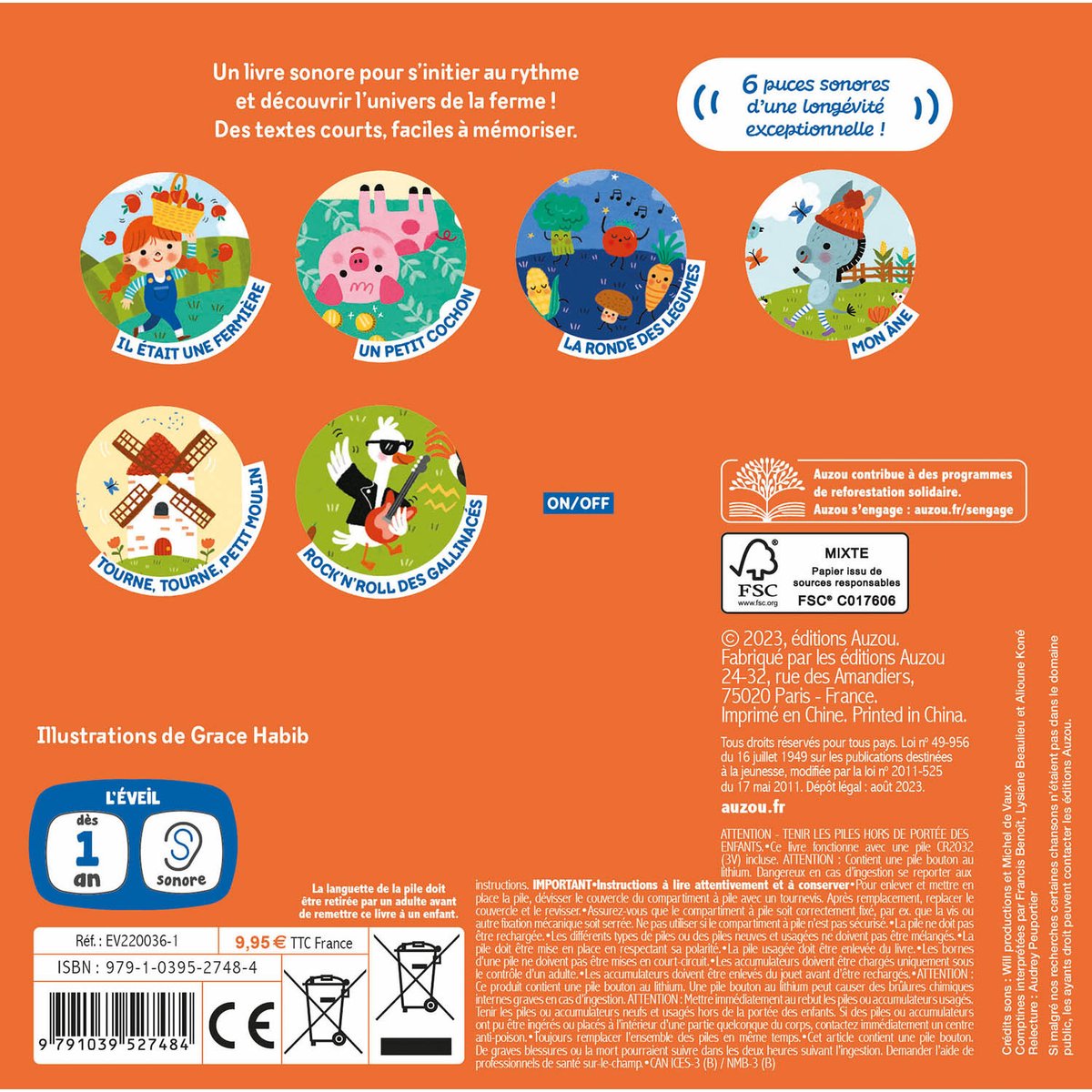 Livre Mes comptines de la ferme Mes premiers sonores (Auzou Editions) - Image 1