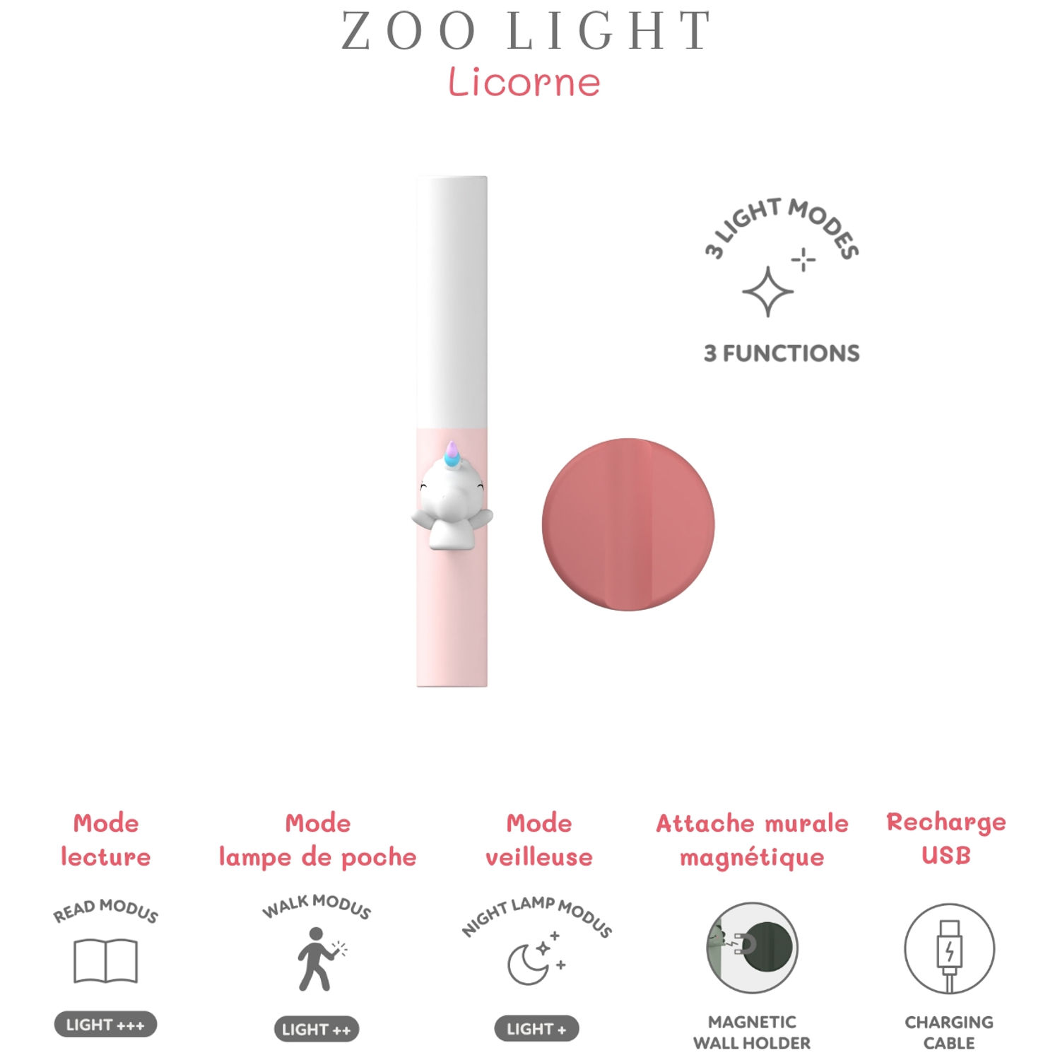 Lampe nomade 3 en 1 Zoo Light Unicorn (The Zoofamily) - Image 7