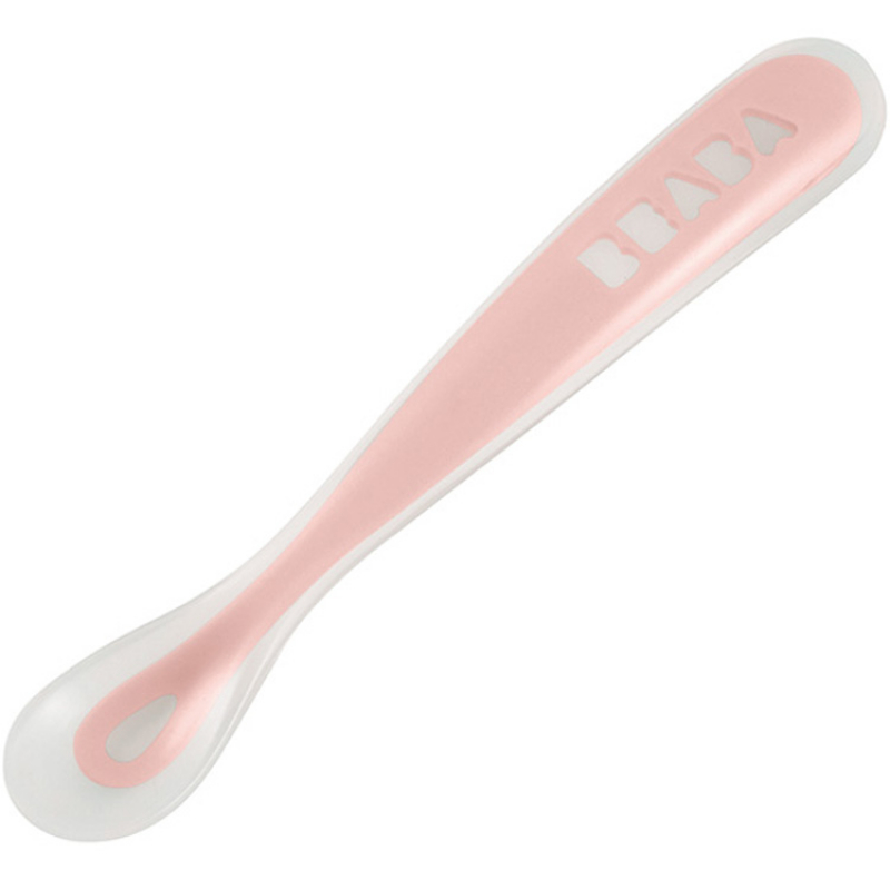 Cuillère en silicone 1er âge rose (Béaba) - Image 1