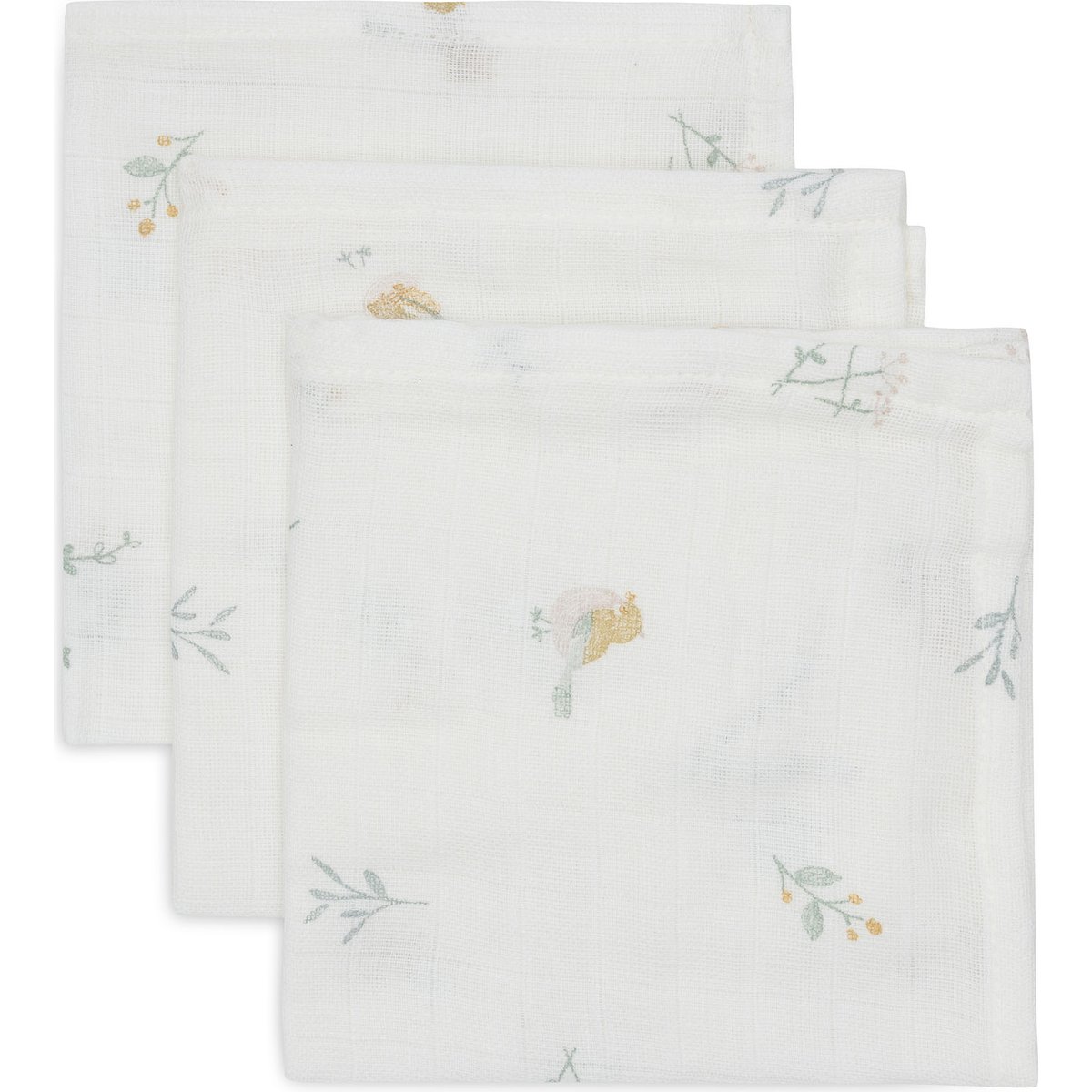 Lot de 3 mini langes en gaze de coton Lovely Birds (31 x 31 cm) (Jollein) - Image 1