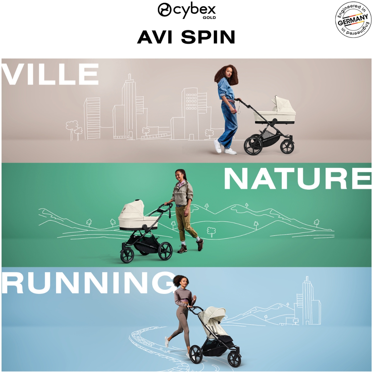 Poussette tout-terrain AVI SPIN Almond Beige (Cybex) - Image 1