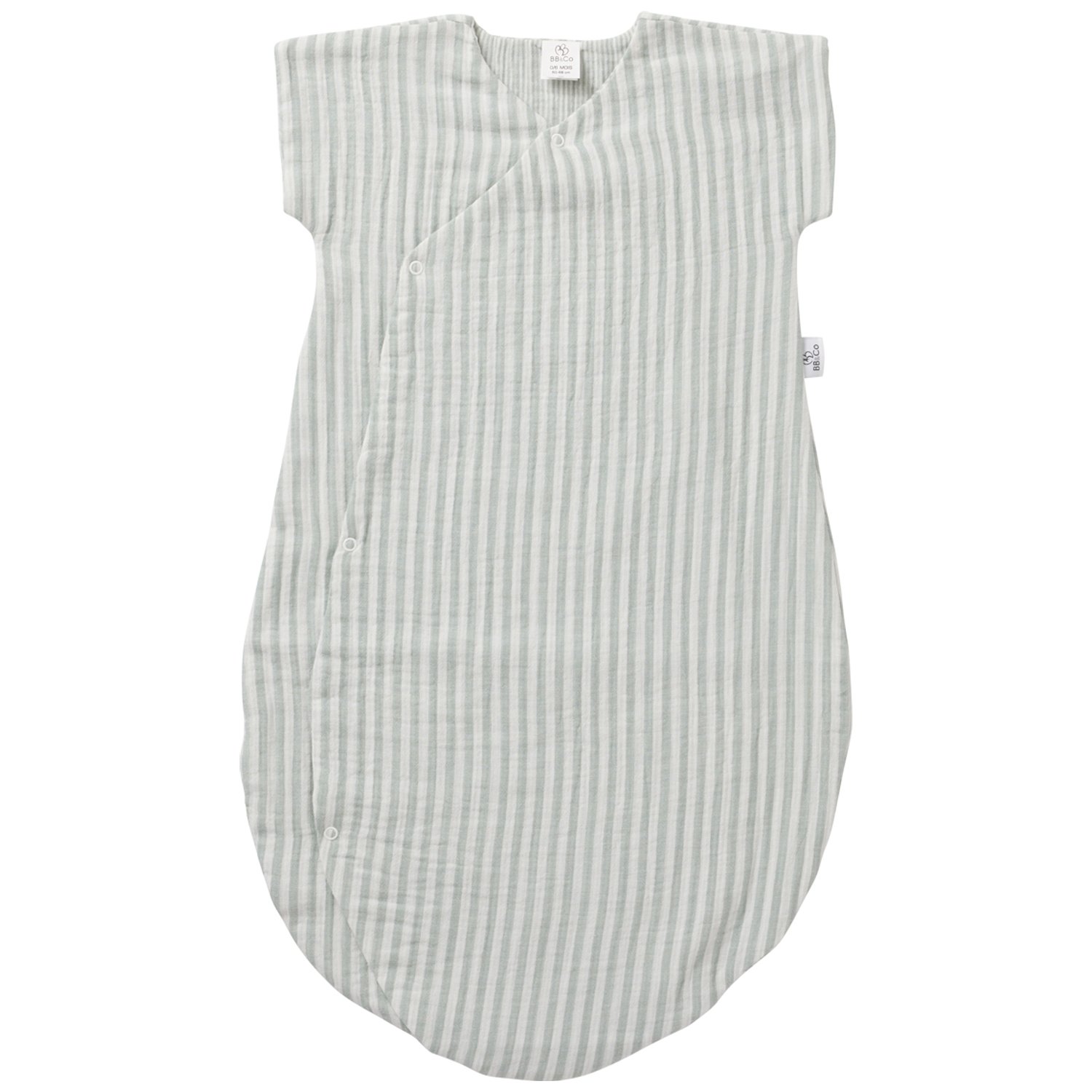 Bb&Co - Gigoteuse d'été en gaze de coton rayé vert de gris (0-6 mois)