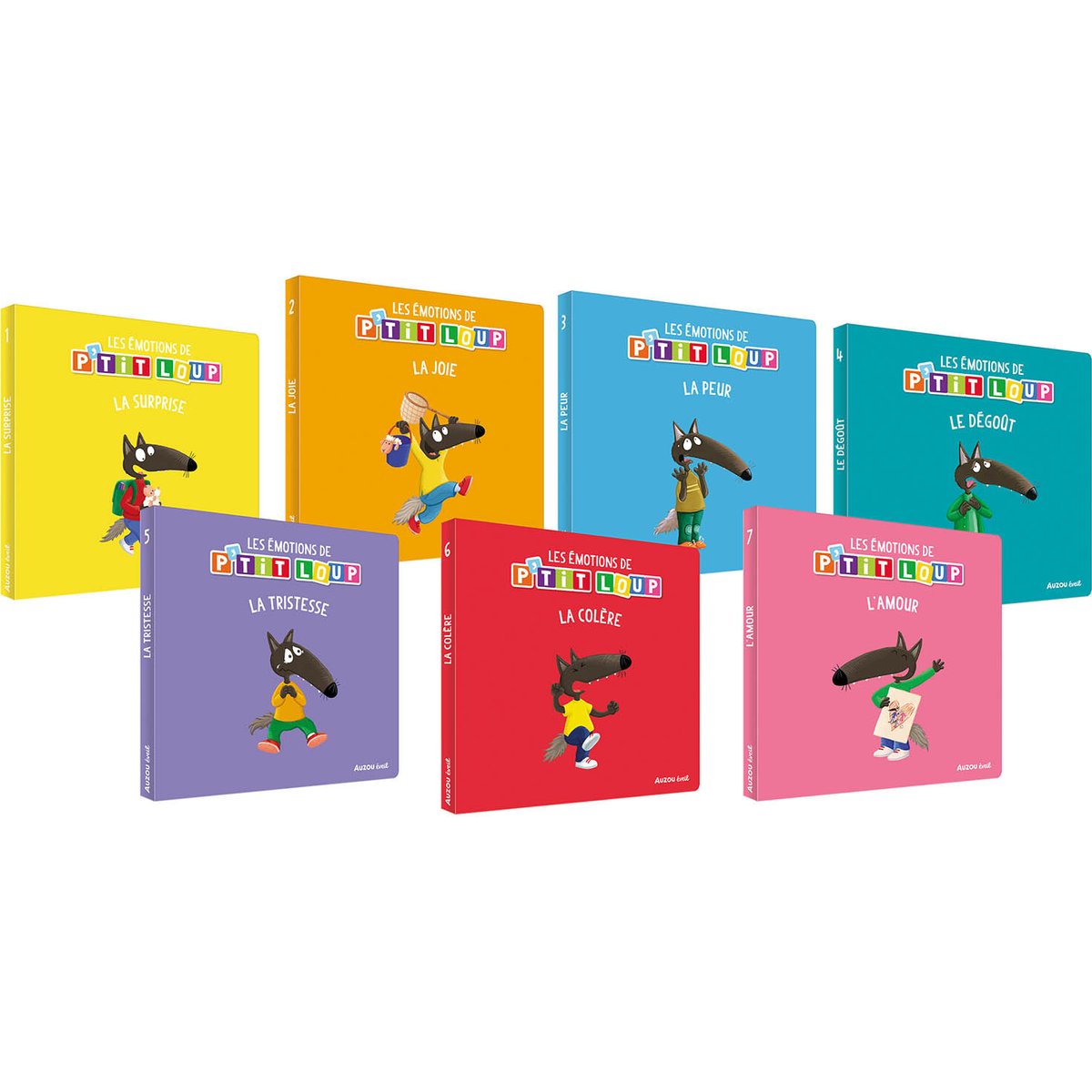 Auzou Editions - Bibliothèque P'tit Loup Mes 7 livres des émotions