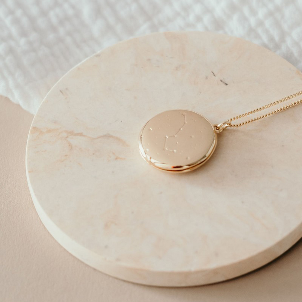 Collier médaillon Constellation personnalisable (or jaune 18 carats) (Pleine Lune) - Image 1